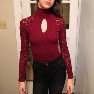 Red FP Ribbed Turtleneck